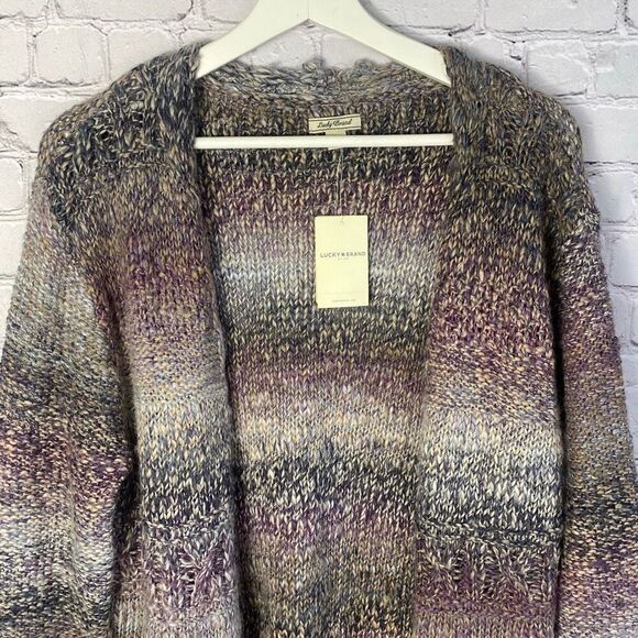 Lucky Brand Open Front Fringe Knit Cardigan Size Large NWT  7 - Picture 3 of 10